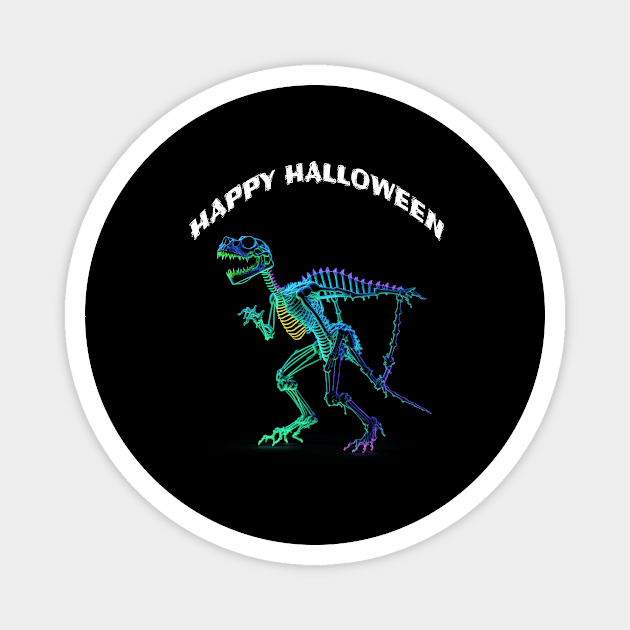 A Colorful Holographic  Dinosaur Skeleton in halloween Magnet by halazidan